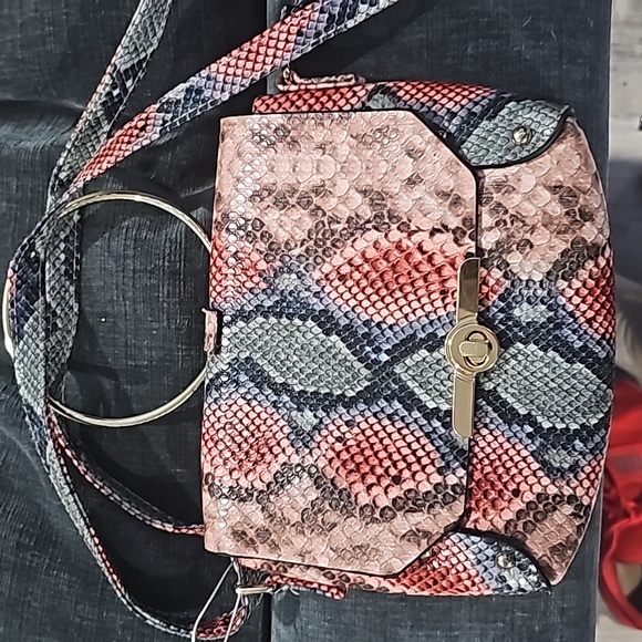 PRIMARK PYTHON colorful print small bag, with golden handle and straps - Picture 3 of 5